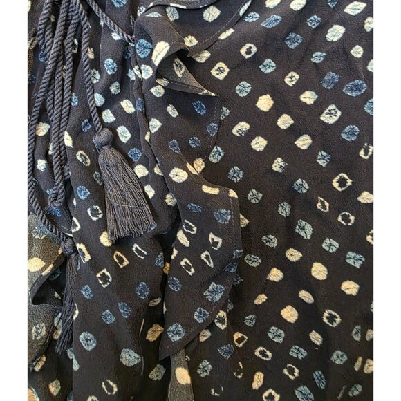 Ulla Johnson Blue Silk Tassel Tie Ruffle Printed Sleevless Blouse Top 2 - Picture 3 of 5
